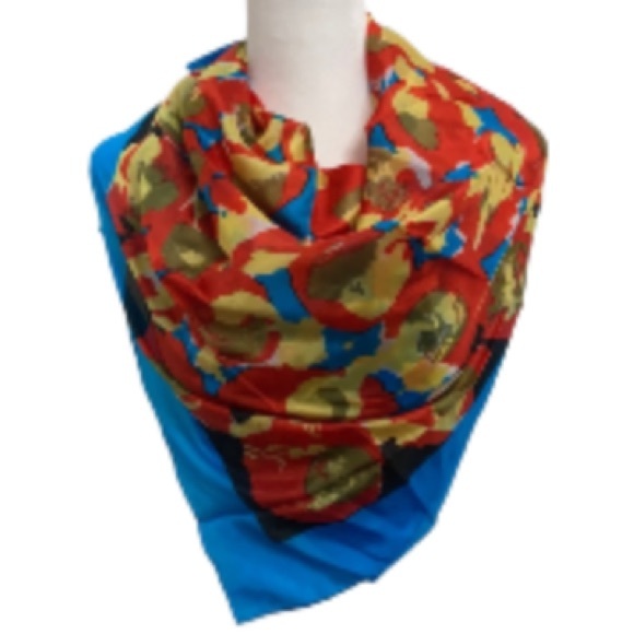 EUC Vintage Silk Multicolor Scarf Size:  32x33 - Picture 2 of 8